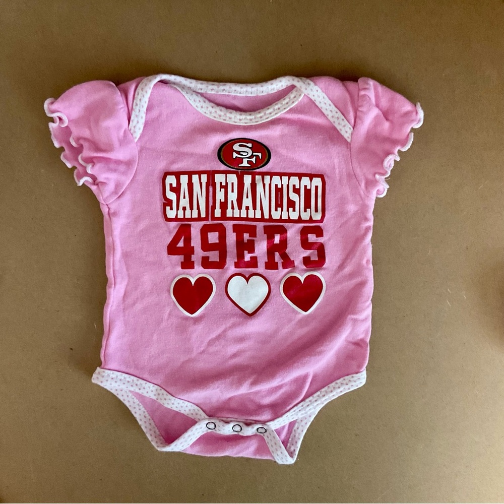 San Francisco 49ers Pink Baby Short Sleeve Cotton Bodysuit Size 3-6 Months